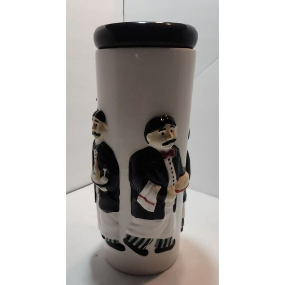 Houston Harvest Ceramic Tall Pasta Storage Container with Waiters in Relief - Picture 2 of 16